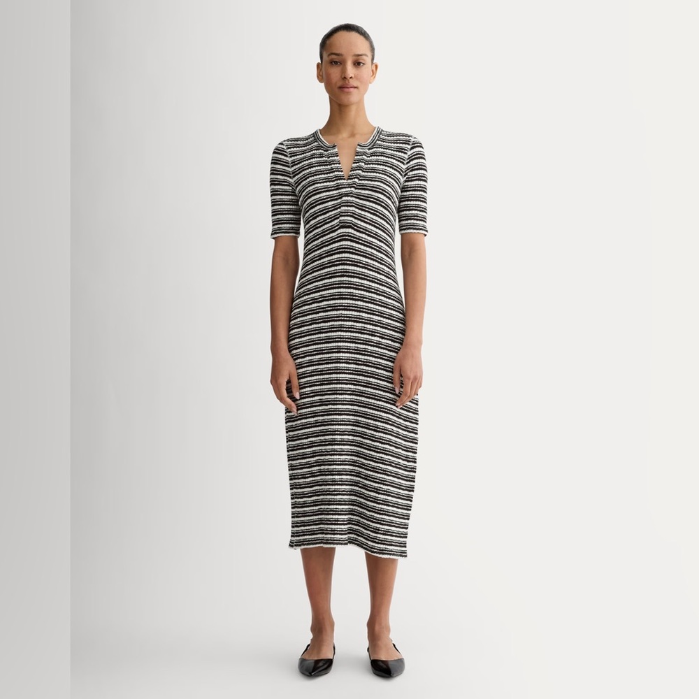 The Ribbed Knit Henley Dress